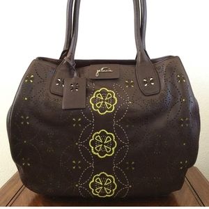 Petunia Pickle Bottom Brown Leather Transatlantic Tote Sepia Bag Purse